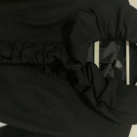 INC Black Ruffle Collar Jacket with wrap belt - Picture 2 of 2